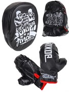 Набор для бокса "Спортсмен (черный)": лапа 24см + перчатки (Y24652007) в сетке