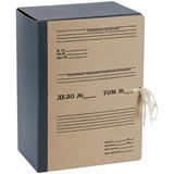 Короб архивный с завязками, переплетный картон, бумвинил,  15см, на 1400л., (312555, "OfficeSpace")