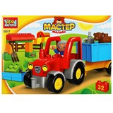 ! РАСПРОДАЖА Конструктор "Мастер. Трактор с тележкой" 32 эл., крупные детали (10017-GK, 353045) в коробке 26*19*12см