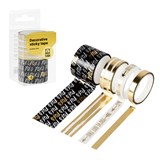 ! РАСПРОДАЖА Клейкие ленты декоративные, комплект  4шт., 30/15/10/7мм*3м MESHU "Golden line" (MS_52075)