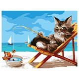 Картина по номерам на картоне "Кошачий отдых" 30*40см (КК_53784) ТРИ СОВЫ, с акриловыми красками