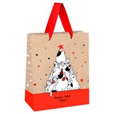 ! РАСПРОДАЖА Пакет подарочный новогодний MESHU 18х23х10см (MS_51781) "New Year of Cats" выб. лак, блестки, крафт
