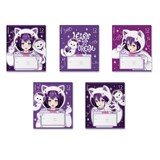 ! РАСПРОДАЖА Тетрадь 12л. ErichKrause клетка "Space Anime" (60538) уф-лак, блестки, обложка - мелованный картон