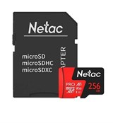 Карта памяти Micro-SDXC 256Гб "Netac P500 Extreme Pro" Class10 UHS-I A1 V30 (100 MB/s) + адаптер SD