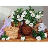 Картина по № на холсте 40*50см "Белые цветы" (КХ4050_53897) ТРИ СОВЫ, с акрил. красками. РАСПРОДАЖА - последний экземпляр!