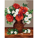 Картина по № на холсте 30*40см "Букет маков" (КХ3040_53836) ТРИ СОВЫ, с акрил. красками. РАСПРОДАЖА - последний экземпляр!