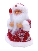 Дед Мороз 18см музыкальный, в красной / синей шубе, со свечой, в пакете