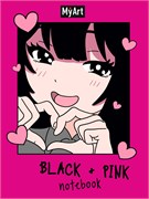 ! РАСПРОДАЖА Блокнот 200*135мм, 40л. "Black&Pink. Сердечко" линия (MyArt, 08631-4) выб. лак