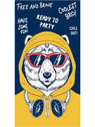 Конверт для денег "Без текста" (ЛХ-0138) "Медведь в очках с наушниками"