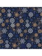 Бумага для упаковки подарков 70*100см "Новогодние снежинки на синем" (УБ-4332) с золотым пантоном