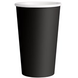 Одноразовые стаканы бумажные 0,4л, комплект 50шт., однослойные, хол/гор., черные (OfficeClean, 365758)