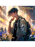 Картина по № на холсте 40*40см "Парень из Японии" (ХП-9774) с акрил. красками и золотой поталью. РАСПРОДАЖА - последний экземпляр!