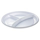 Одноразовые тарелки белые 3-х секционные, комплект 100шт., диам. 205мм., пластик. (OfficeClean, 371983)