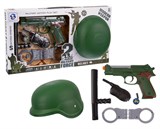 Игровой набор "Военный": каска, пистолет, наручники, др. аксесс. (Y11813194) свет, звук, в коробке 47*26см