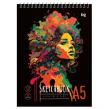 ! РАСПРОДАЖА Скетчбук 148*210мм 40л., 120г/м, на гребне, карт.обложка "Stylish girl" (СА520гр_58725,  BG)