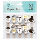 ! РАСПРОДАЖА Зажимы для бумаг деревянные  7мм "MESHU" (MS_55480) "Right Cat", комплект 10шт.