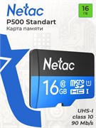 Карта памяти Micro-SDHC  16Гб "Netac P500 Standart" Class10 UHS-I без адаптера