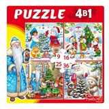 ! РАСПРОДАЖА Puzzle 4 в 1 "Новогодние истории №2" 9, 16, 25 и 36 эл. (П-9489)