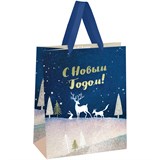 ! РАСПРОДАЖА Пакет подарочный MESHU 18х23х10см (MS_61666) "Christmas magic" фольга, блестки, матовая ламинация