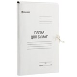Папка для бумаг с завязками, картонная 440 г\м2 "Brauberg" белая, немелов. (110926) до 200л.