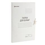 Папка для бумаг с завязками, картонная 280 г\м2 "Brauberg" белая, мелов. (110924) до 200л.