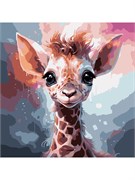 Картина по № на холсте "Малыши. Чудесный детеныш жирафа" 30*30см (Х-6325)