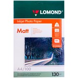 Фотобумага LOMOND для струйной печати А4 130г/м2, 100л. двухстор.матовая (0102004)