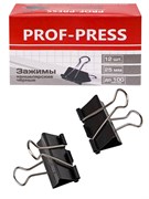Зажимы для бумаг 25мм черные "Prof-Press" (ЗК-4167) комплект 12шт.