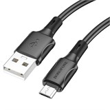 Кабель microUSB - USB, 1 м, "BX80", силиконовый, в коробке (6974443385205) "Borofone", черный, 2.4A
