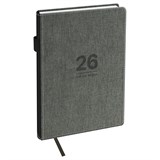 ! РАСПРОДАЖА Ежедневник BG 2026г. А5 176л. "Fillsta. Gray" (DdA5_09614) серый, тв.переплет, кожзам