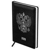 ! РАСПРОДАЖА Ежедневник BG 2026г. А5 176л. "Орел" (DdA5_09309) черный, тв.переплет, кожзам