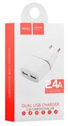 Зарядное устройство сетевое HOCO (C12, 6957531047759) 2.4А, 2 USB, белое
