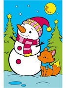 Картина по № на холсте "Снеговичок и лисичка" 10*15см (ХК-3772)