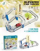 Автотрек "Fenming" с авт. лифтом на батар. (6801) в собр. виде 61*28*32см, джип на бат. + 57 дет. в коробке