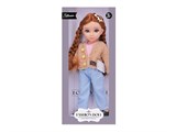 Коллекционная кукла 32см "Silvan. Doll" (HP1221387) русые косы с заколкой в шубе, джинсах, футболке и кроссовках, в коробке