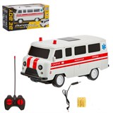 Р/У на аккумул. "УАЗ Буханка. Скорая помощь" (IT110700) свет, резиновые покрышки, в коробке 24,5*9,6*12,5см