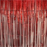 Дождик - занавес новогодний 1м *2м, с рисунком "звезды", красный (6264-1)