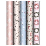 Бумага для упаковки подарков MESHU 70*100см "Christmas wreath" (MS_66816) 5 видов в ассорт., 80г/м