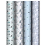 Бумага для упаковки подарков MESHU 70*100см "Winter mood" (MS_66803) 4 вида в ассорт., 80г/м2