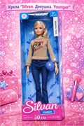 Кукла  "Silvan. Девушка. Younger" 30см в коробке (HP1214273-4) подвижные кисти рук в джинсах клеш, беж. свитере и босоножках, с сумочкой
