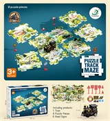 Железная дорога - пазл "Fenming" (1102-4): дорога из 8 пазлов + паровоз на бат. + дор. знаки, в собр. виде 49,6*25,8см, 2 вар-та сборки, в коробке