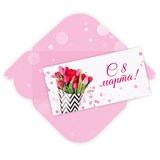 Конверт для денег "С 8 марта!" (7710) уф-лак, блестки - фото 312153