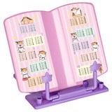 Подставка для книг СТАММ "Мяу", 200*200мм, регулир. угол наклона (ПК-32585) розовая/фиолетовая с рисунком - фото 312314