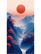 Конверт для денег "Без текста" (ЗСС-0048) "Красивый закат", soft-touch покрытие