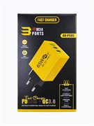 Зарядное устройство сетевое (AR-PD05) QC3.0, PD65W, 1 USB, черно-желтое