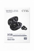 Наушники Bluetooth с микрофоном (X58) черные, спорт. крепление, зарядное устр-во с дисплеем