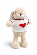 Зайка в свитере в сердечко, 25см (Белоруссия) цвет в ассортименте