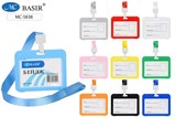 Бейдж Basir 85*54 мм горизонтальный с зажимом и  лентой, цвет в ассорт., для пропусков/проездных (MC-5838)