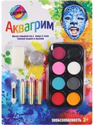 Набор для аквагрима: палетка  8цв., карандаши 3шт., гель с блестками, спонж (КС-3600) в блистере