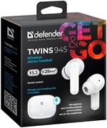 Наушники Bluetooth с микрофоном Defender "Twins 945" (63945) белые